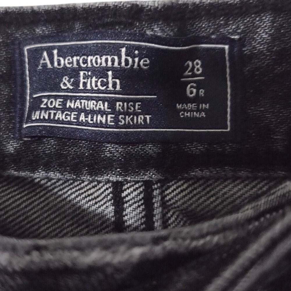Abercrombie Fitch Zoe Natural Rise Vintage A Line Denim Skirt Gray Size 28 - Picture 2 of 3